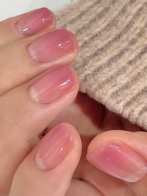 translucent dusty pink ombre nails