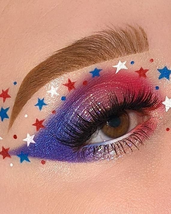 American flag eye makeup look