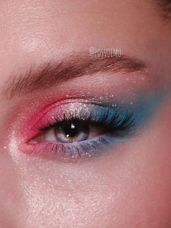 red and blue eye makeup look for 4th of July