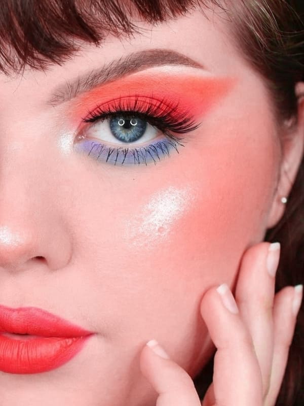 red and blue eye makeup look for 4th of July
