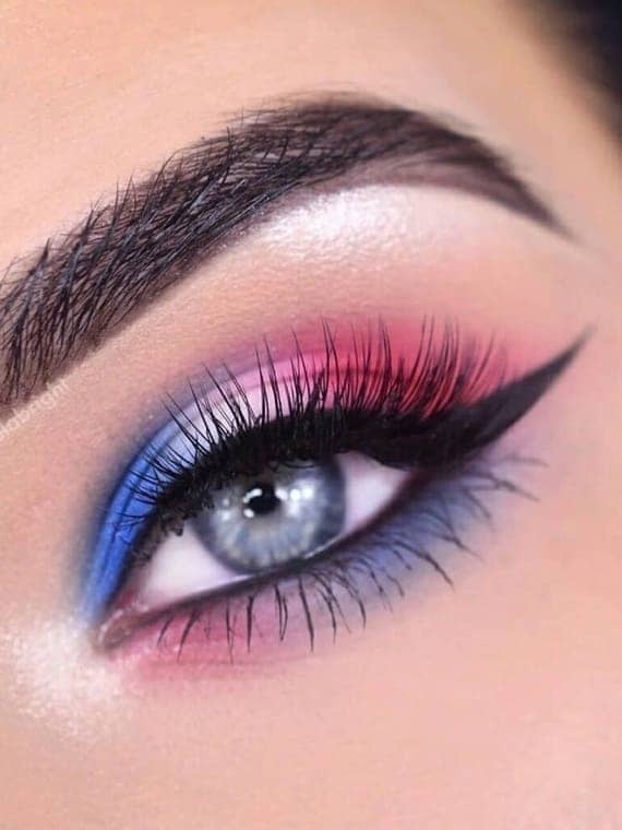red. white, and blue eye makeup for 4th of July