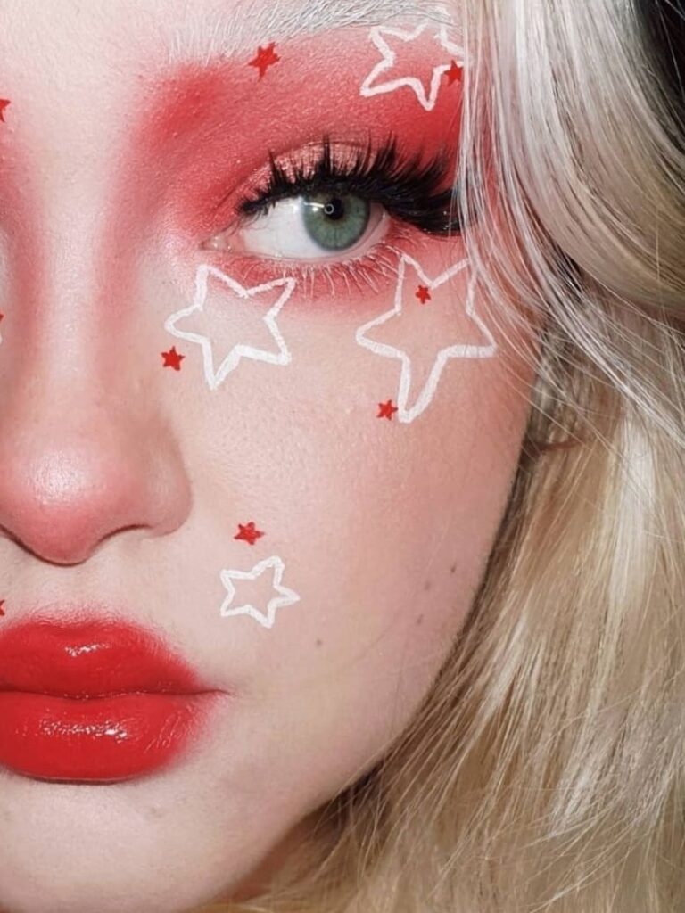festive 4th of July makeup look 
