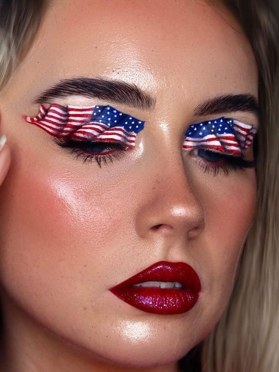 American flag eye makeup look