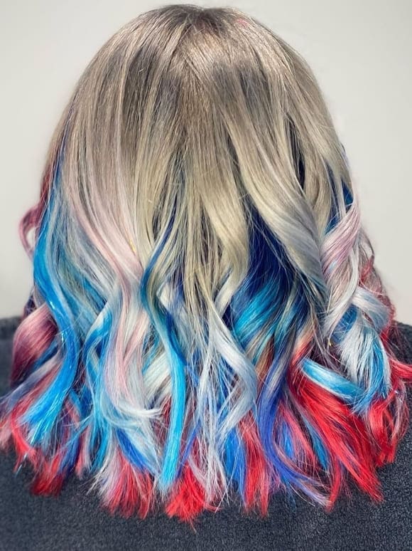 red, white, and blue highlights 