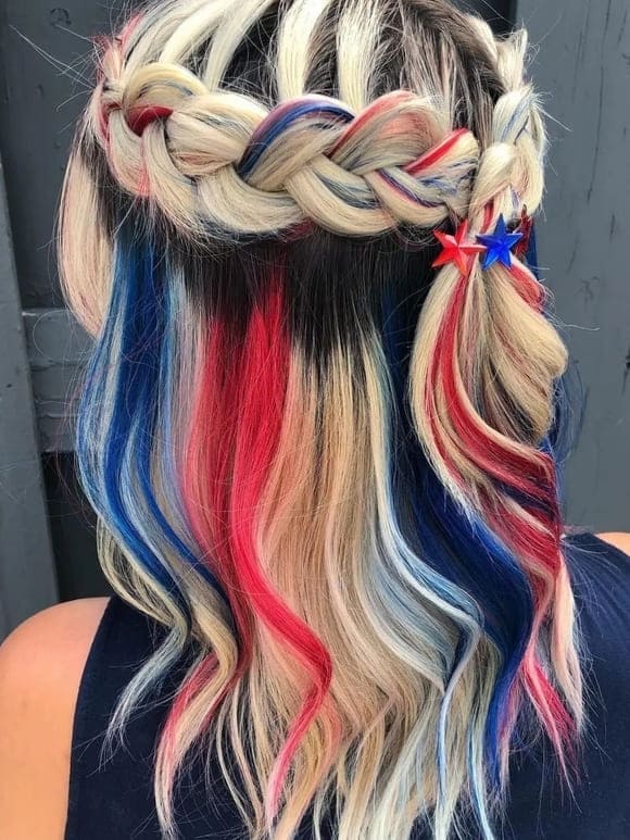 red, white, and blue highlights 