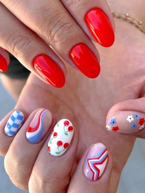 mix and match July 4th nails