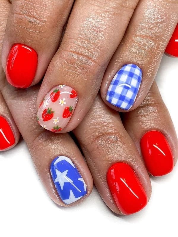 mix and match July 4th nails