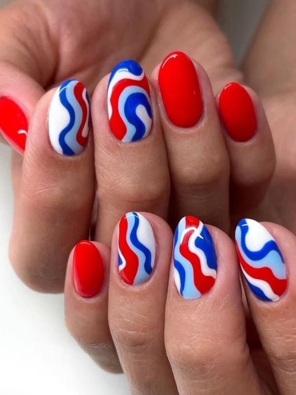 playful swirl nail design