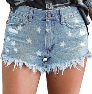 denim shorts with star print