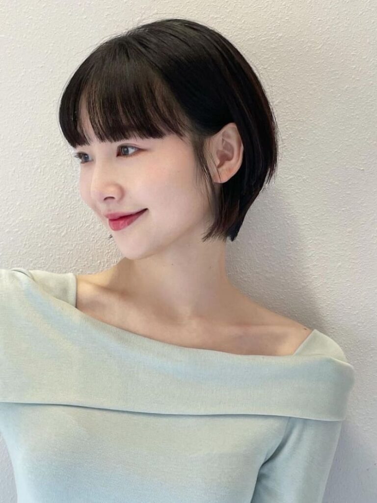 Korean blunt bangs for short hair