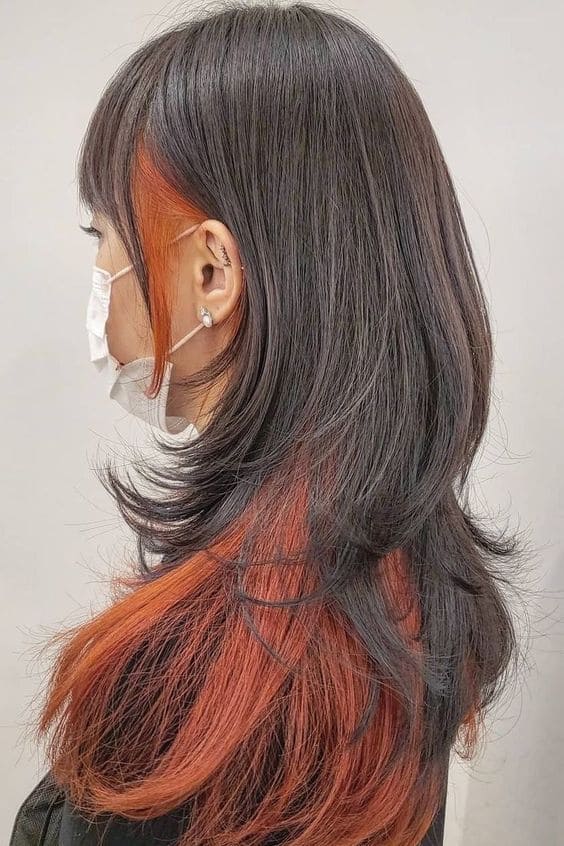 long layered with two-tone hair color