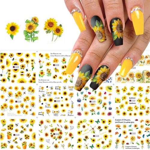 sunflower nail stickers