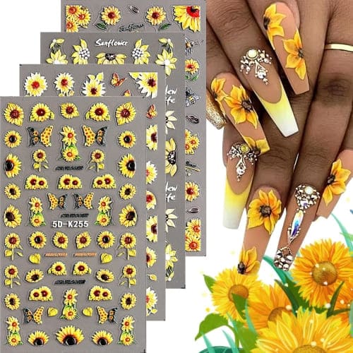 3d sunflower nail art stickers