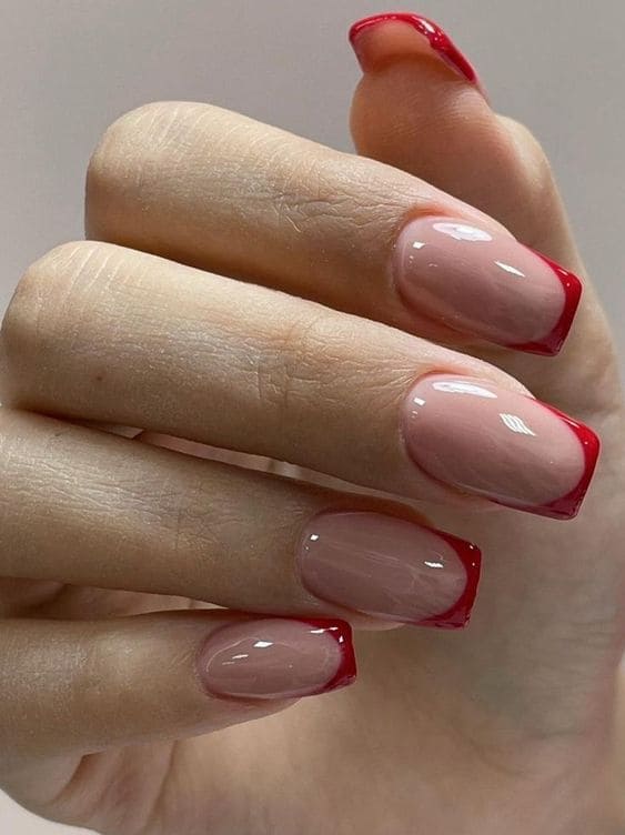 simple square French tip nails 