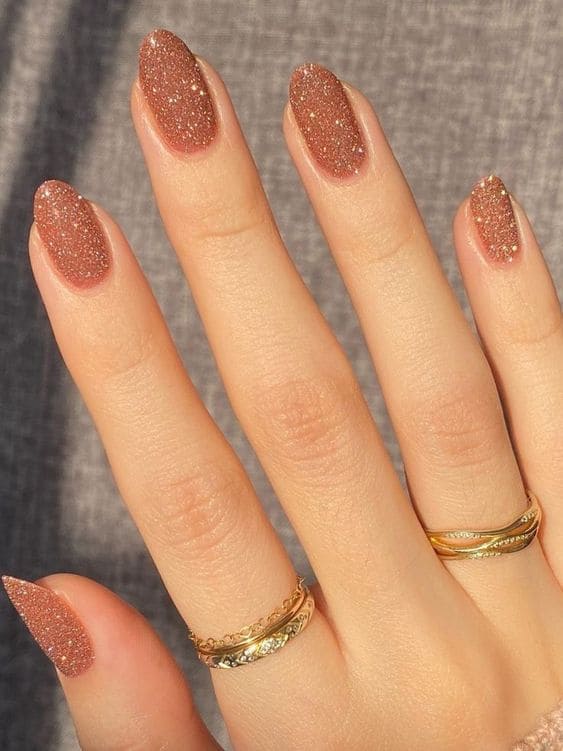 winter nail designs in shimmery brown