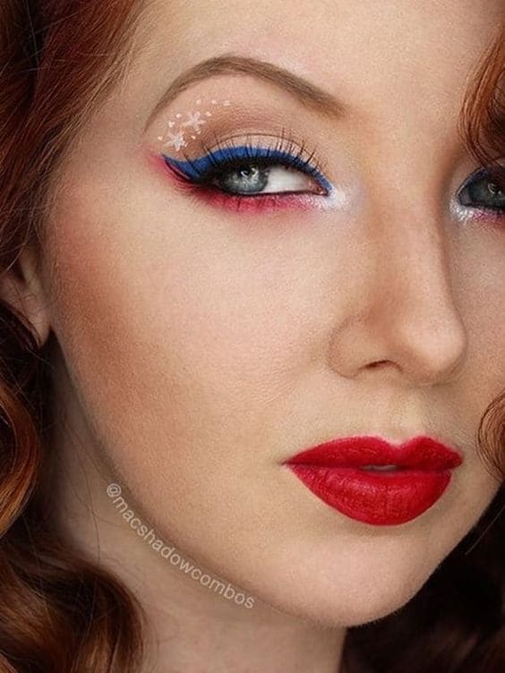 red. white, and blue eye makeup for 4th of July