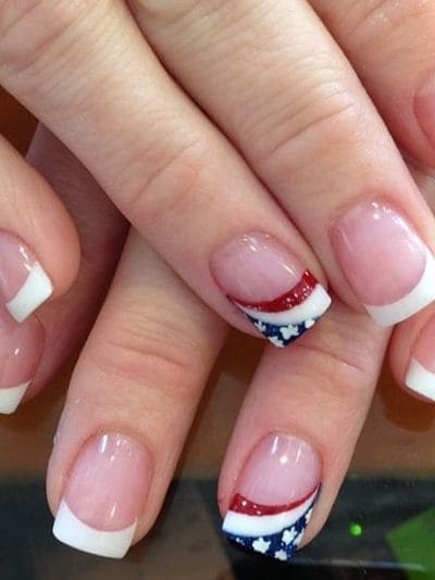 4th of July French tip nails