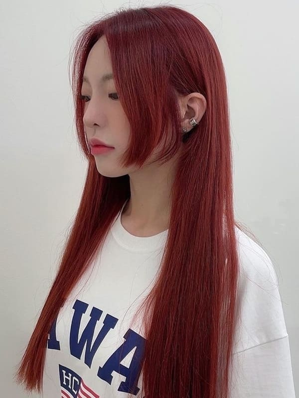 Korean long layers with Hime cut