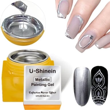 3d silver chrome gel nail art