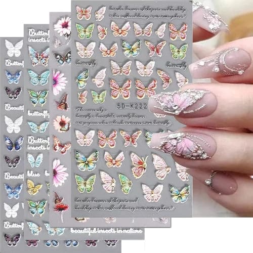 3D butterfly nail stickers