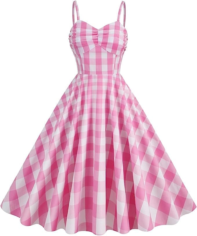 pink and white gingham dress