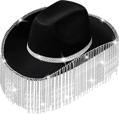 black cowgirl hat with sequins