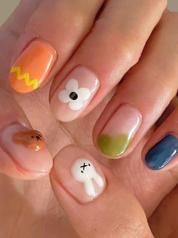 cute mix and match autumn nails
