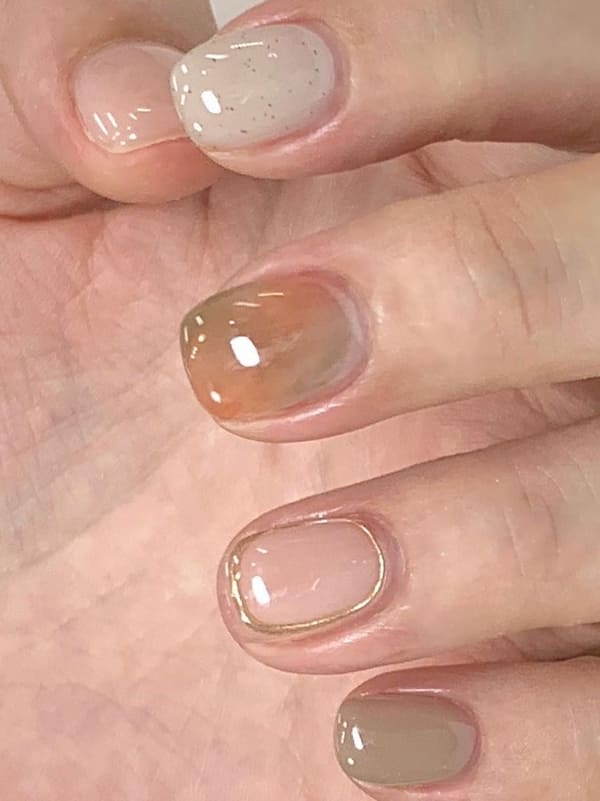 muted khaki jelly nails