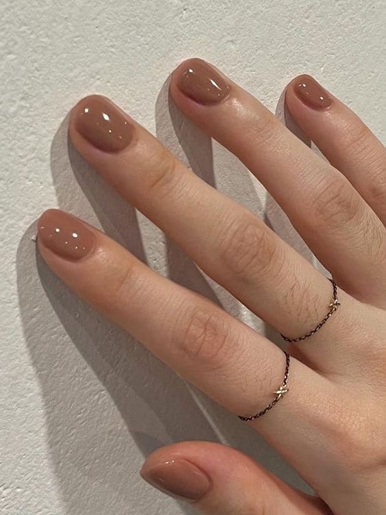Korean brown nail design: mocha shade