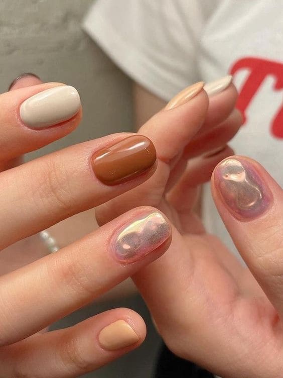 caramel brown and beige nails
