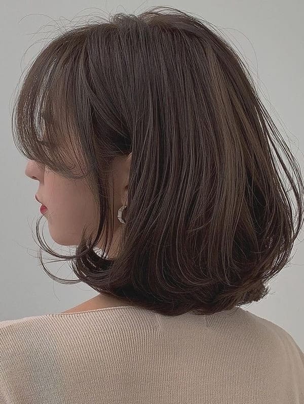 Korean fall hair color: ash brown short hair