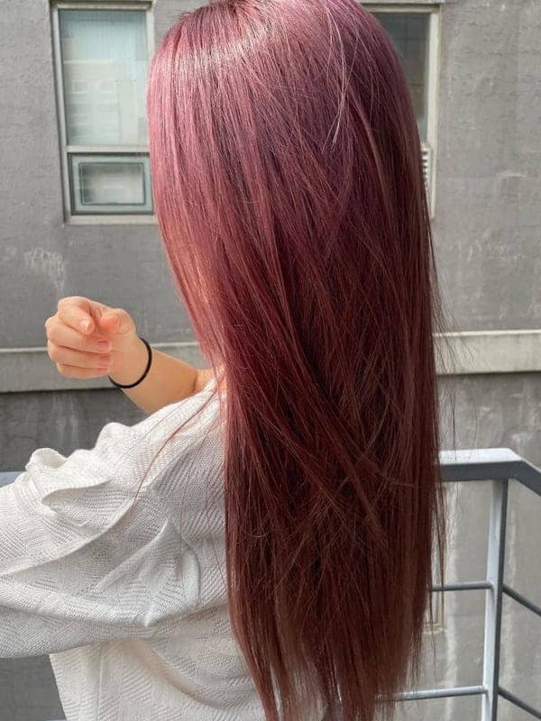 pink violet sleek and long hair