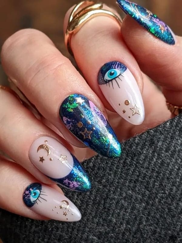 mysterious metallic blue nails