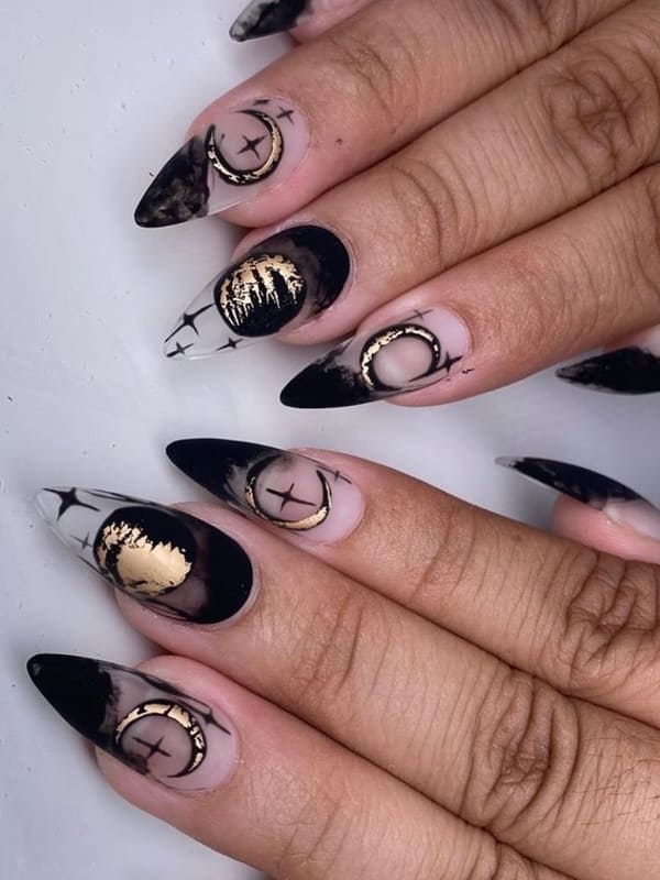 black witch nail design