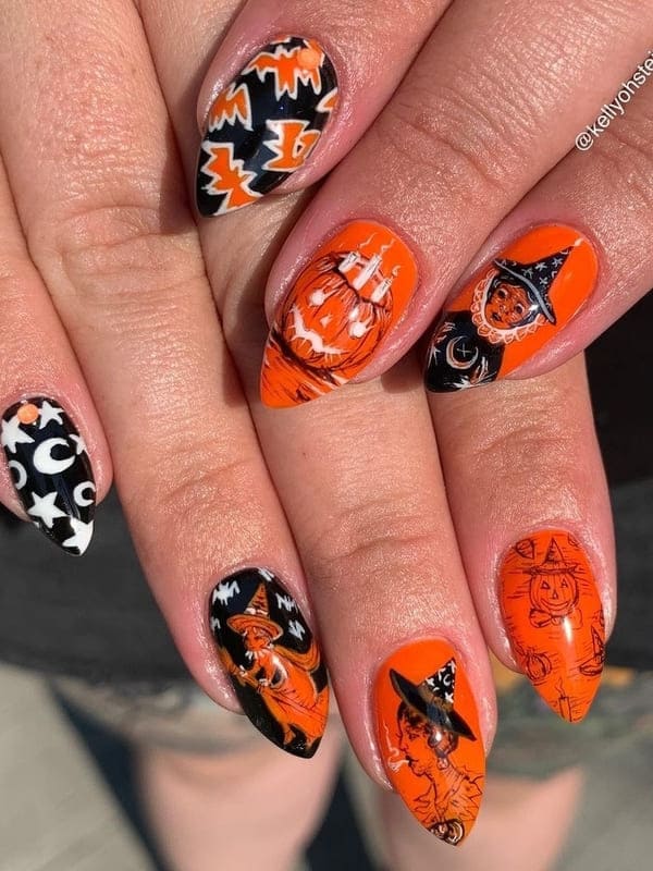 burnt orange witch nails