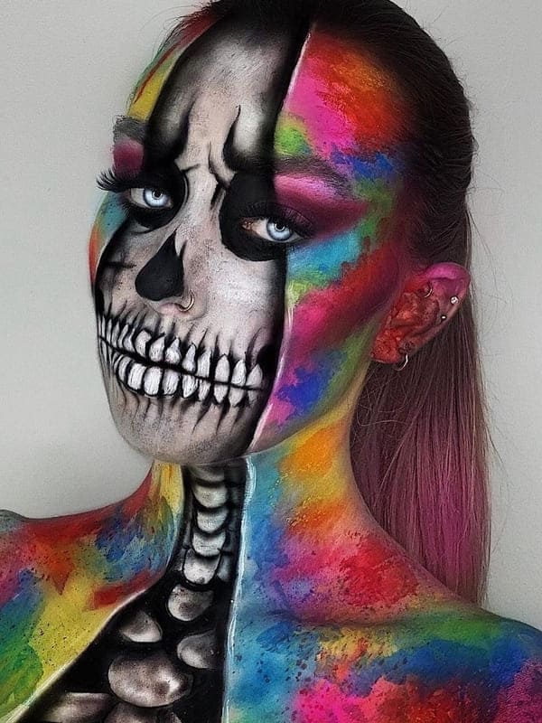 colorful rainbow skull