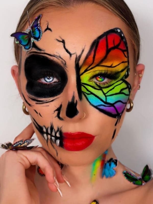 colorful rainbow skull