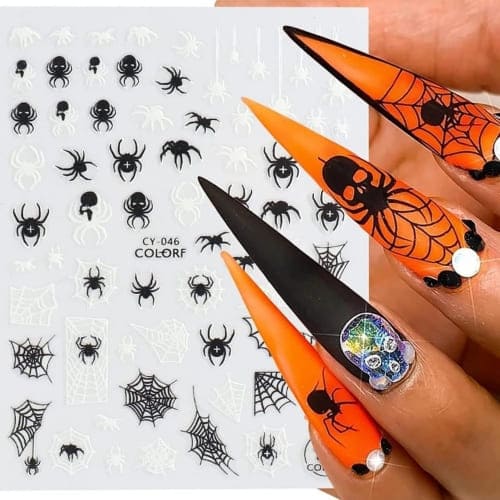 spider and spider web nail stickers