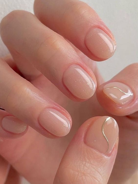 Korean shimmery neutral nails
