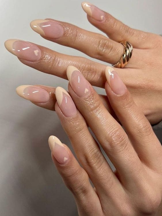 Korean beige nail design: jelly texture