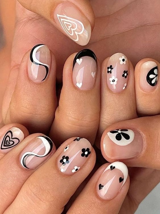 mix and match indie nail design 