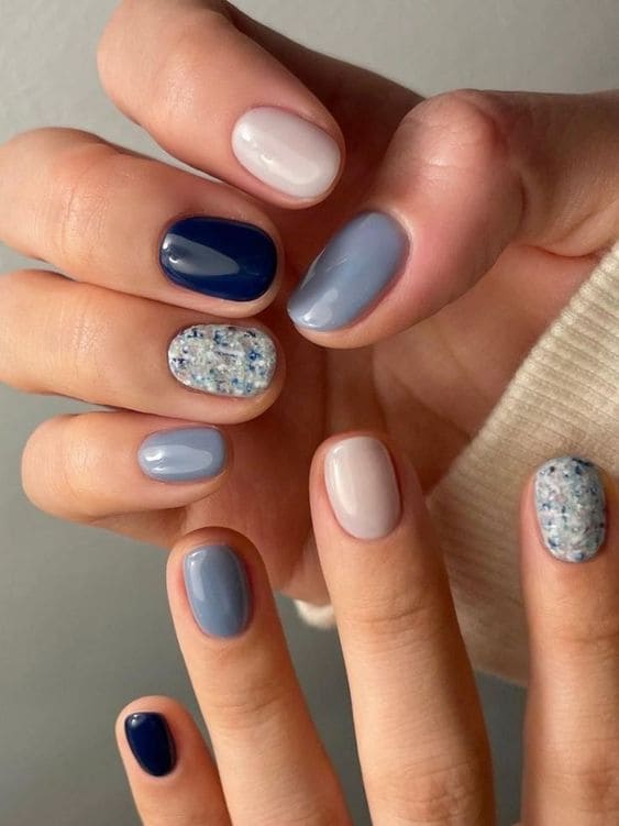 shades of blue nails