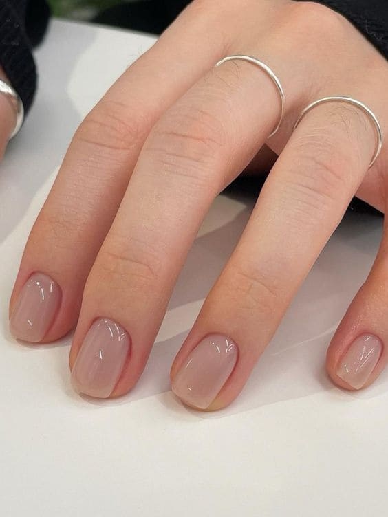 sheer gray Korean jelly nails