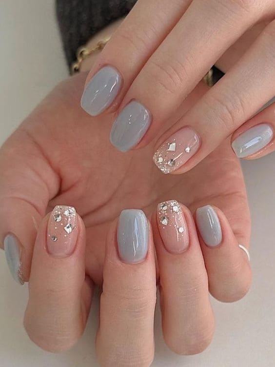 light grey with silver glitter