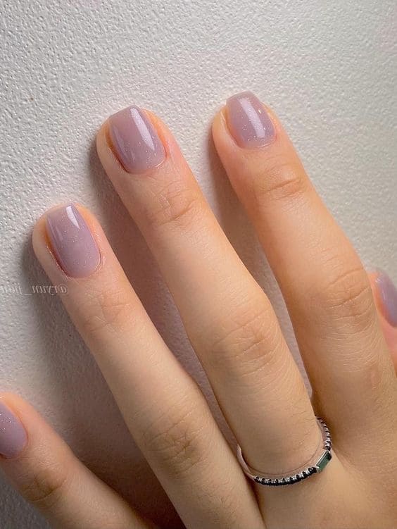 Korean shimmery muted purple nails