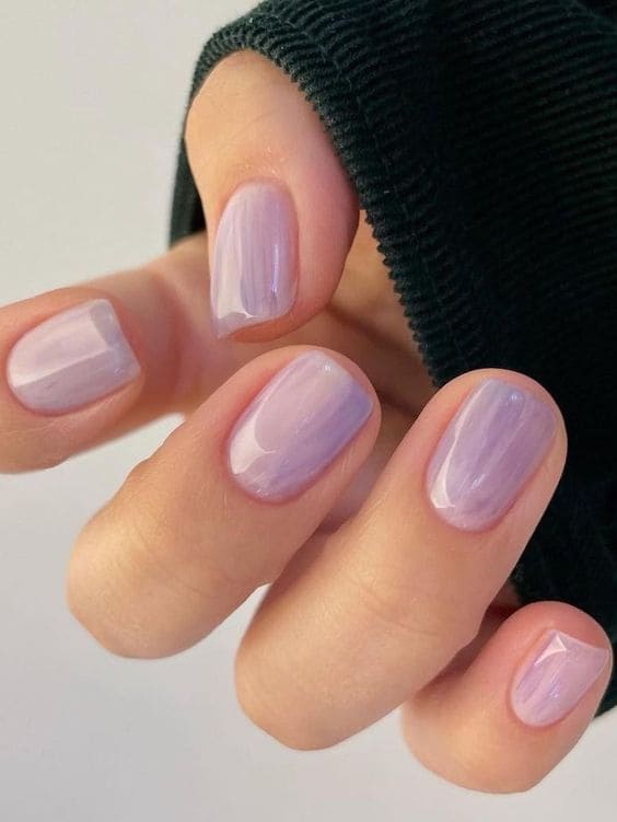 Korean sheer muted purple nails