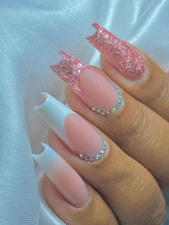 shimmery pink French tips