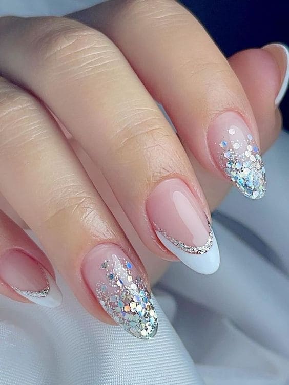 chunky silver glitter accent 