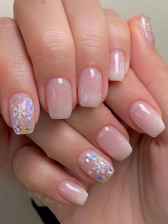 shimmery white ombre nails