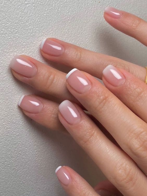 Korean white nail design: French tips